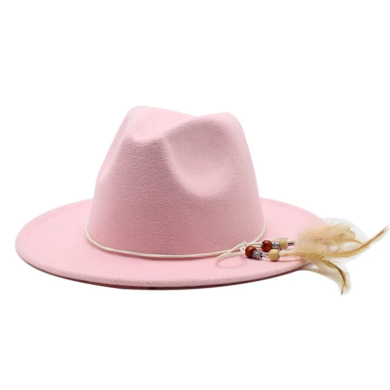 Sombrero de copa de Jazz recto para hombres y mujeres, sombrero de ala ancha, sombreros de fieltro de lana de imitación, estilo coreano cruzado, Otoño e Invierno