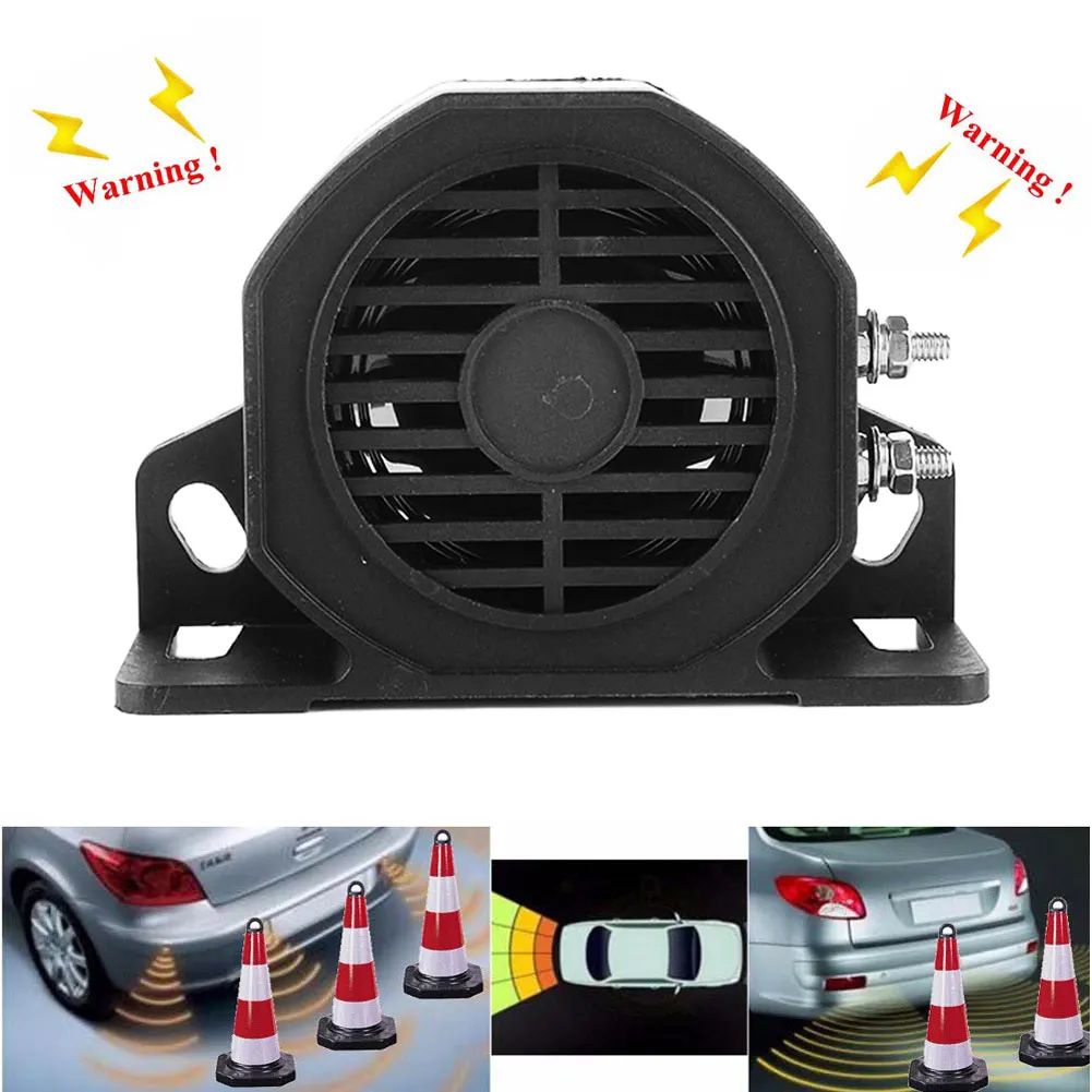 12-60V Decibel Backup 107dB Sound Warning Alarm IPX6 Waterproof Car Horn Truck Alarm for Vehicle Reversing Reminder