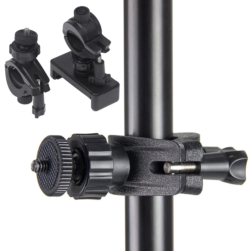 1 Juego de soporte para teléfono con cámara SLR para lámpara Circular, trípode, soporte para transmisión en vivo, sujeción automática 360 °   Soporte giratorio