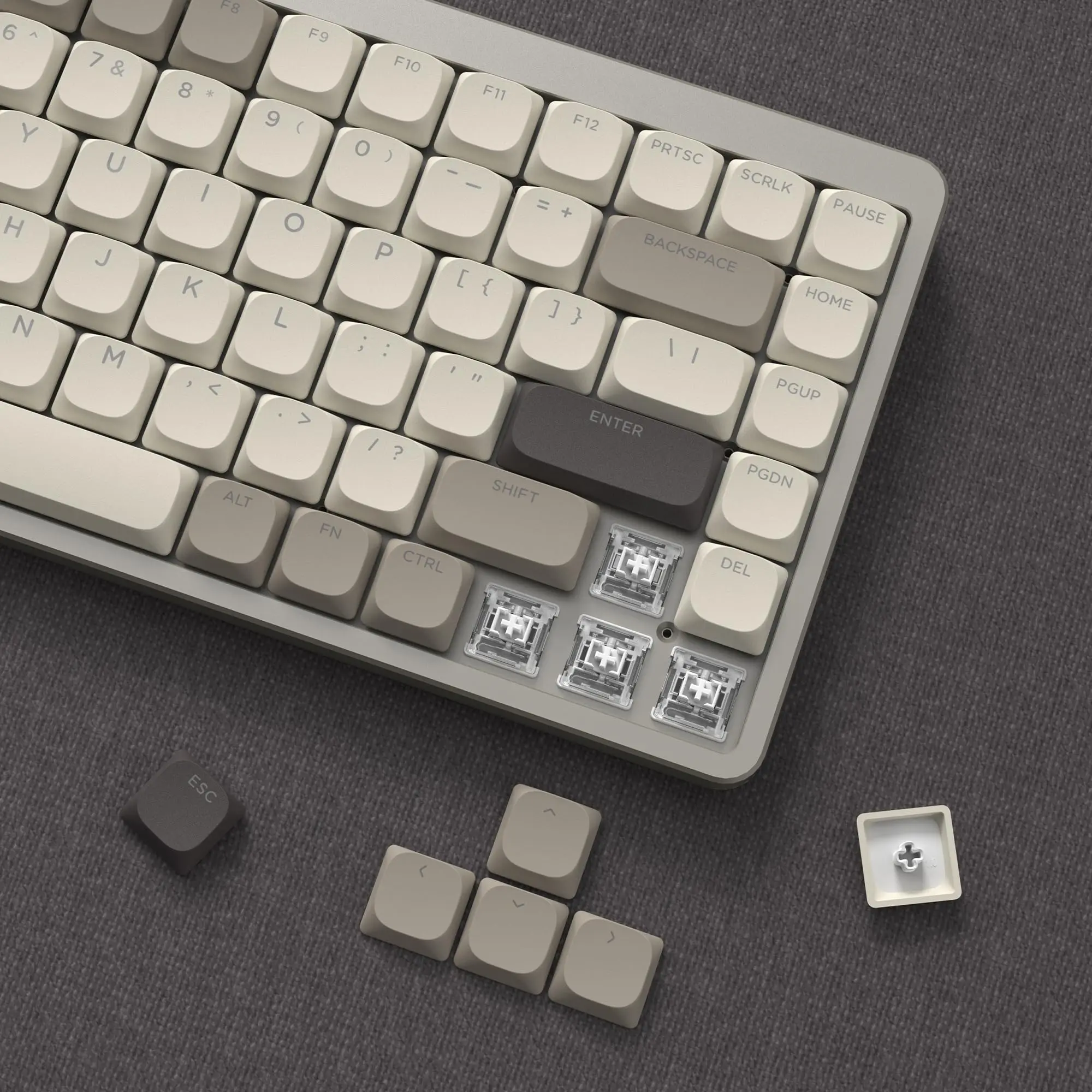 Clavier de jeu rétro4.2 RVB fin à profil bas gris, touches PBT double injection, Gateron, aucun commutateur MX, 143 prédire ingent