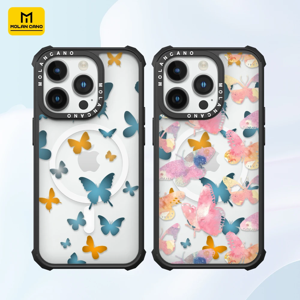 

Molancano Magnetic iPhone Case Cute Lovely Butterfly Shockproof Cover For iPhone15 14 13 12 Pro Max Plus for Girls