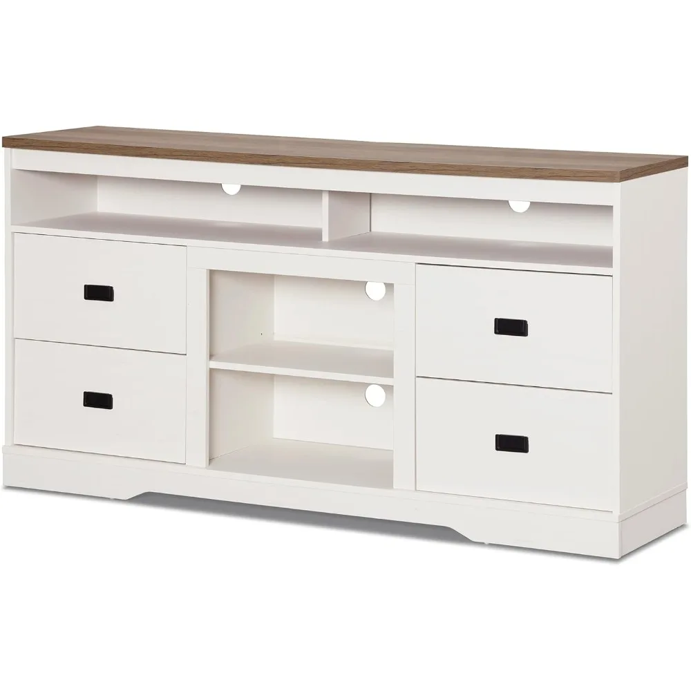 حامل تلفزيون خشبي عتيق مقاس 65 بوصة مع أدراج وأرفف قابلة للتعديل، ومركز ترفيه للوسائط الطويلة لأجهزة التلفاز الكبيرة