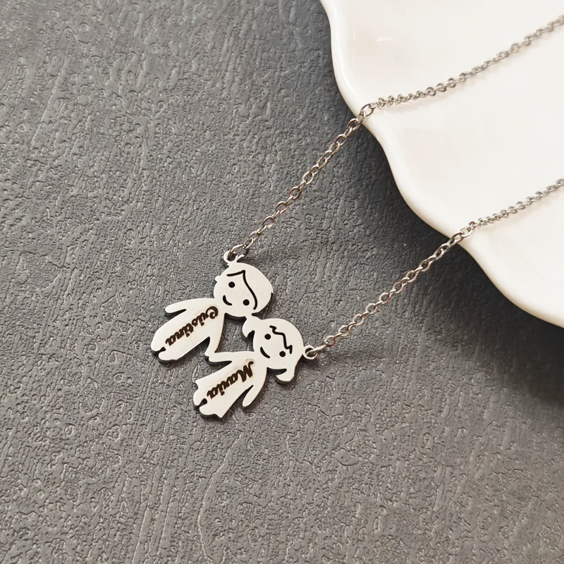 

Custom Name Necklace Pendant Fashion Boy Girl Personalized Stainless Steel Cute Necklace Women Jewelry Birthday Party Gift