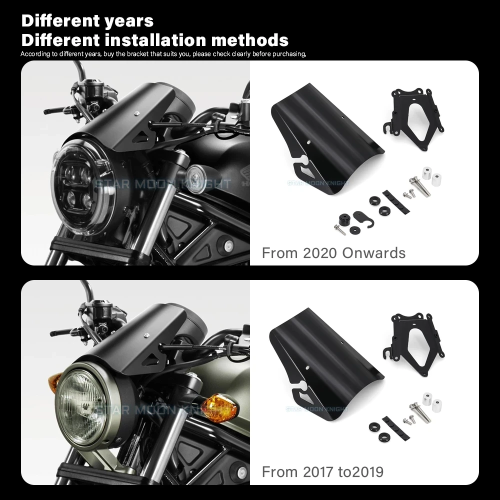 لهوندا CMX500 CMX 500 المتمردين 2017 - 2021 اكسسوارات الدراجات النارية الزجاج الأمامي Exential الزجاج الأمامي حاجز الرياح واقي للشاشة #5