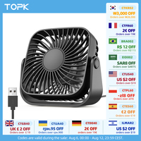 TOPK 4Inch USB Mini Portable Fan for Camping,3 Speeds Quiet Desk Table Personal Fan,360°Adjustment Standing Fans for Room Home