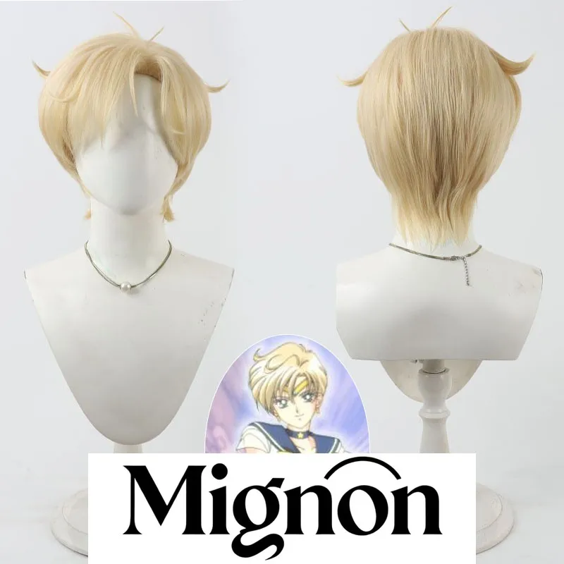 

Миньон Сейлор Мун Тенон Харука Косплей Парик Желтые Короткие Волосы