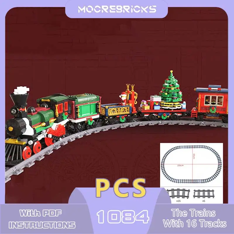 Mattoni popolari MOC inverno natale motorizzato e migliorato treno di natale Building Blocks Kit modello di assemblaggio giocattoli per bambini regalo di natale