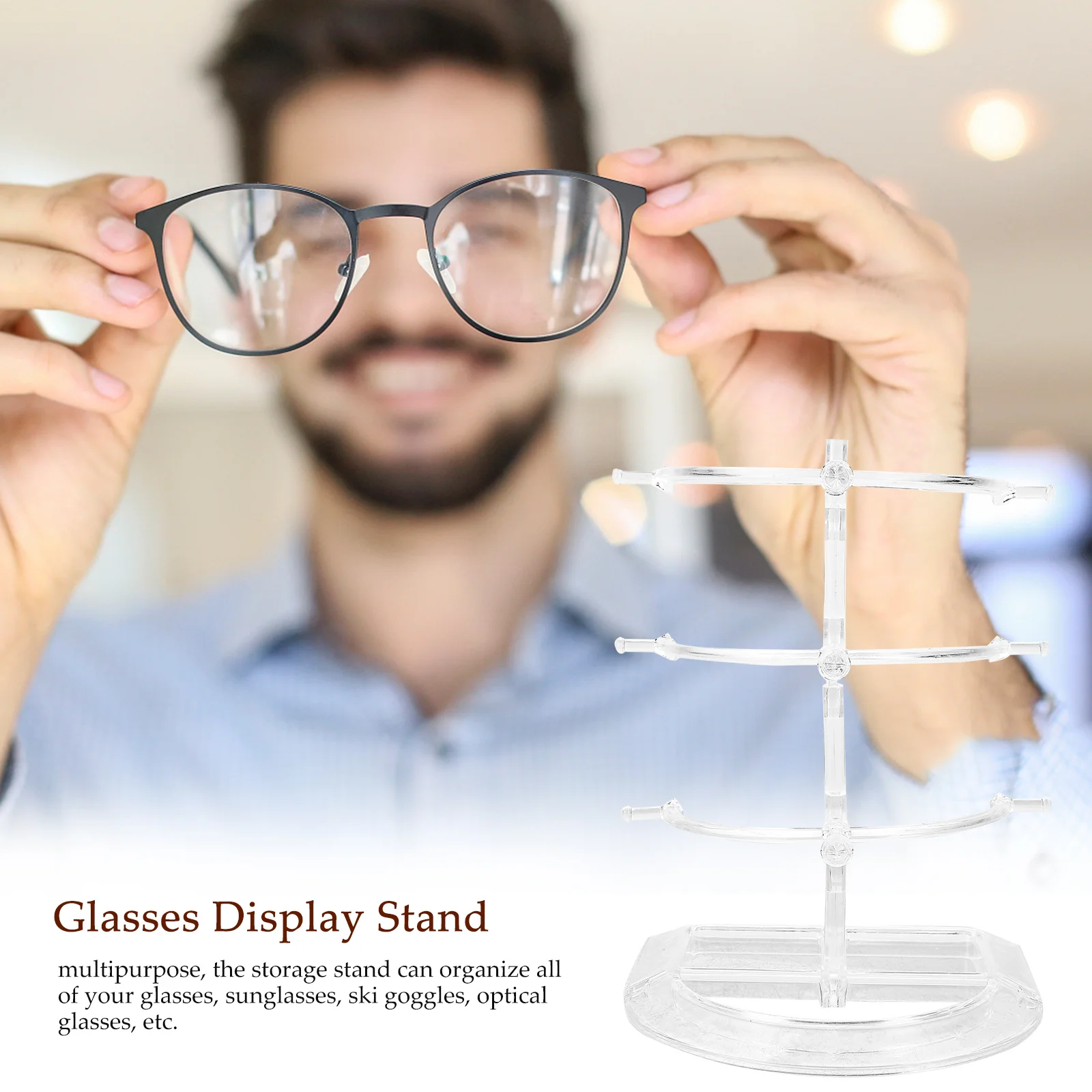 Detachable Eyeglass Rack Transparent Glasses Holder Three-layer Eyeglass Display Stand Portable Plastic Charm for Sunglasses