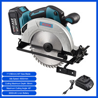 Cordless Portable Circular Saw 20V with 1 3000mAh Battery, 40T Saw Blade Diameter 185mm, Cutting Max. Tilt 45° and Depth 56mm