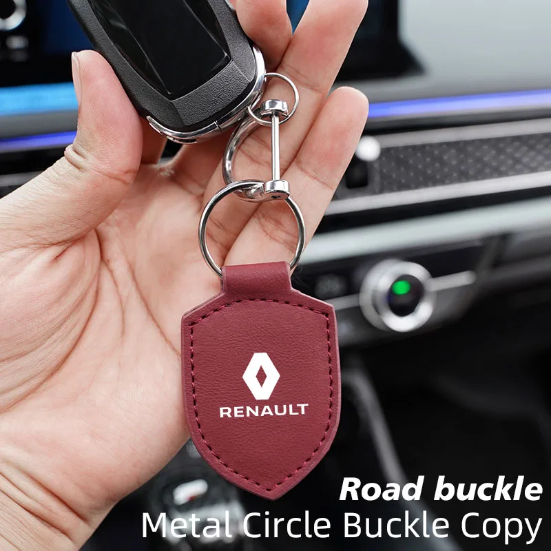 1Pcs Leather Car Emblem Keychain Key Ring Holder For Renault Kadjar Clio Scenic Koleos Megane Espace QM6 Captur Fluence Latitude