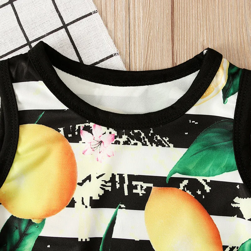 Summer Newborn Baby Girl Clothes 0 To 3 Months Fashion Lemon Print Sleeveless Cute Princess Toddler Dress Kids Dresses BC219