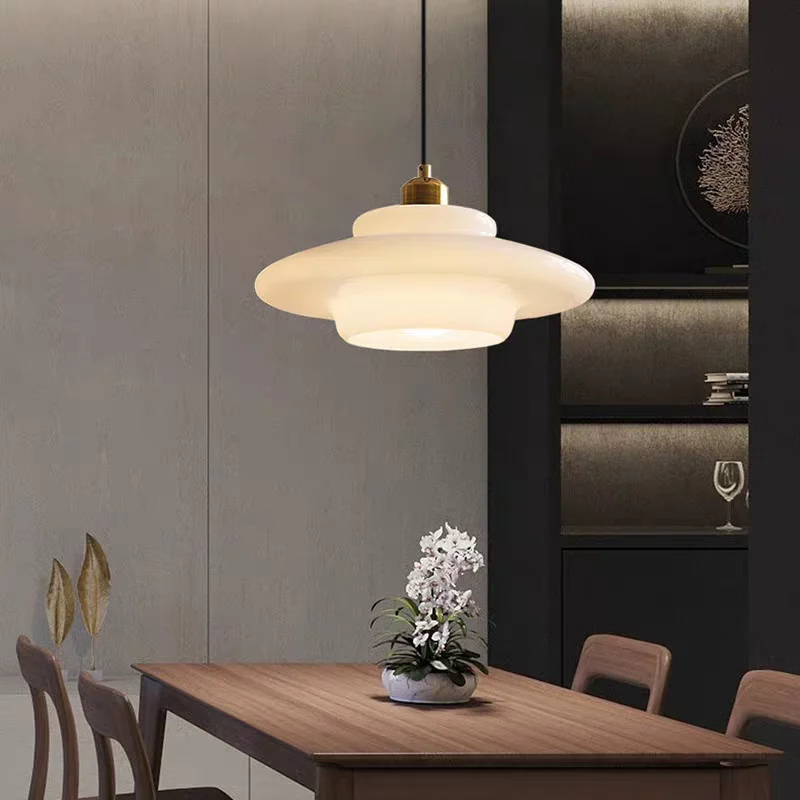 Nordic Cream white Glass Pendant Light Modern LED Lighting Creative Dining Room Bar Bedroom Porch Loft Home Indoor Lights