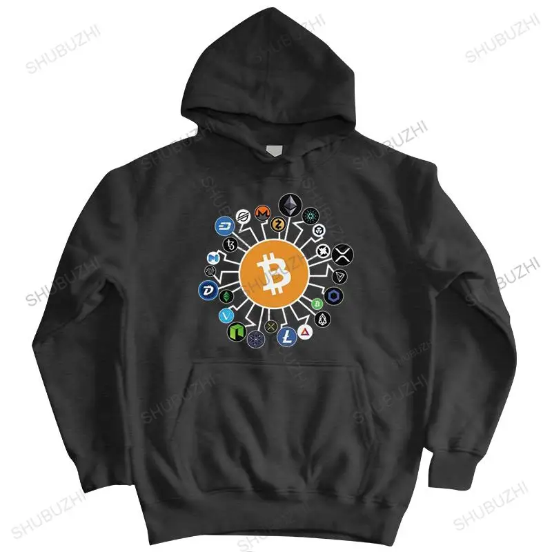 Sudadera de algodón con cremallera para hombre, Sudadera con capucha de Bitcoin Cryptocurrency Crypto Btc, Tops casuales, Blockchain Geek, estampado de letras