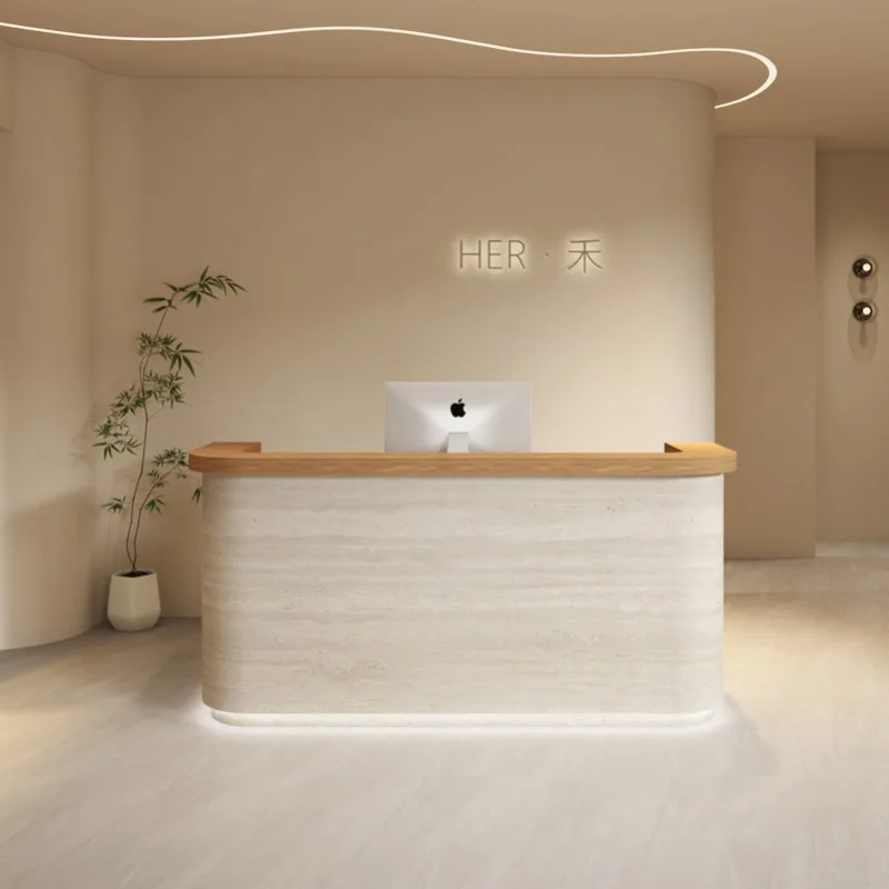 

Catheter Lamps Reception Desk Emfangs Long Luxurious Modern Tiend Reception Desk Adapted Cafe Muebles Reception Furniture