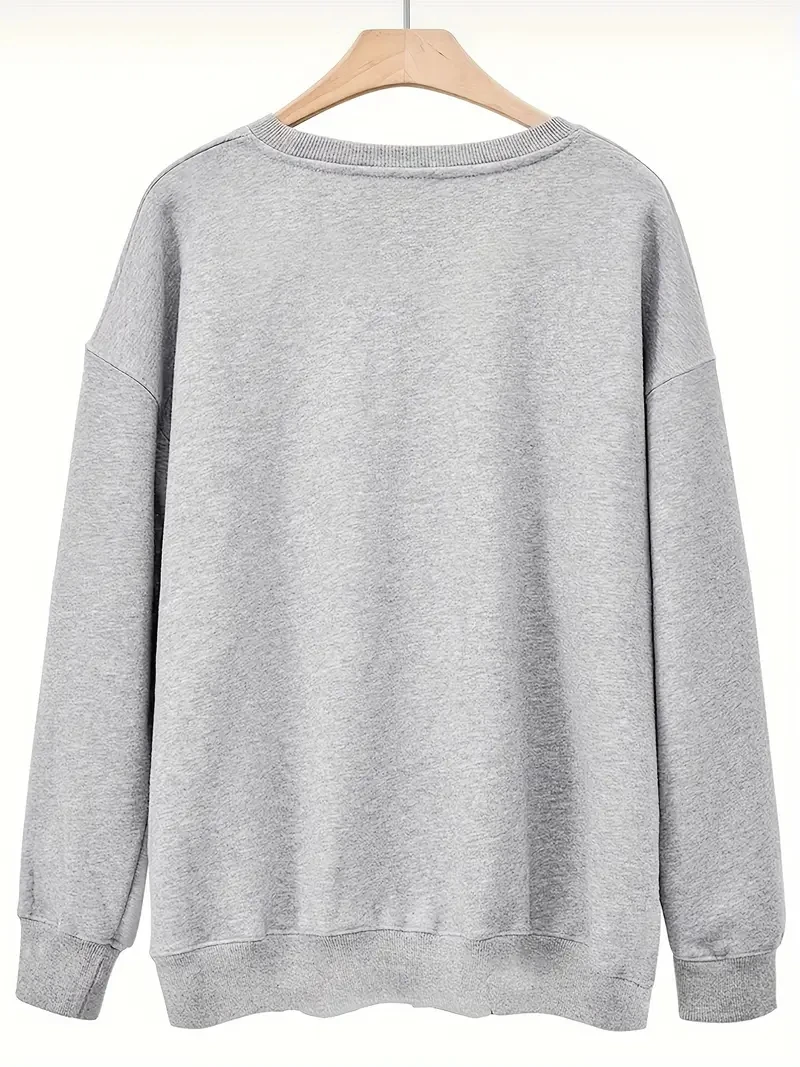 Women's autumn and winter loose casual explosive head girl prayer print thick long sleeved round neck pullover sweater