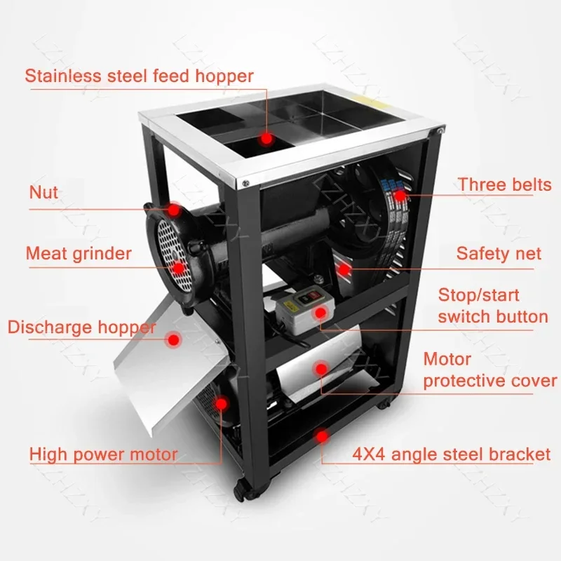 Tipo 52 tritacarne elettrico coltello in acciaio Fine ad alta potenza tritacarne commerciale tritacarne per ossa di pollo 4000W 600 kg/h