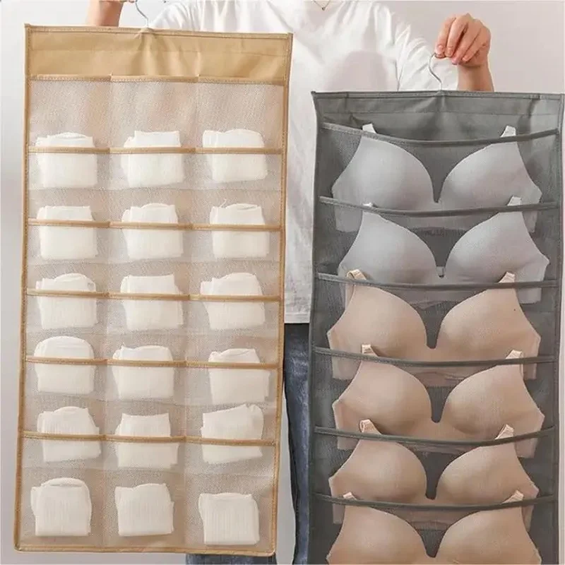 Hanging Door Organizer Closet Non-woven Two Sides Wall Pocket For Panties Small Things Underwear Storage Range Socks Space Saver