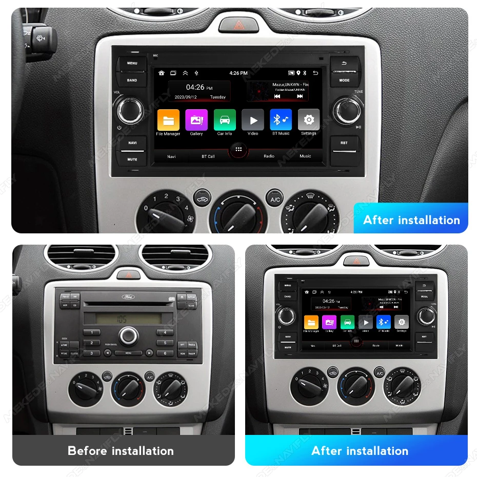 Android 15 New Wireless Carplay Auto For Ford Focus 2 S C Max Kuga Fiesta Fusion 2004-2007 Car Radio Stereo Multimedia Player BT