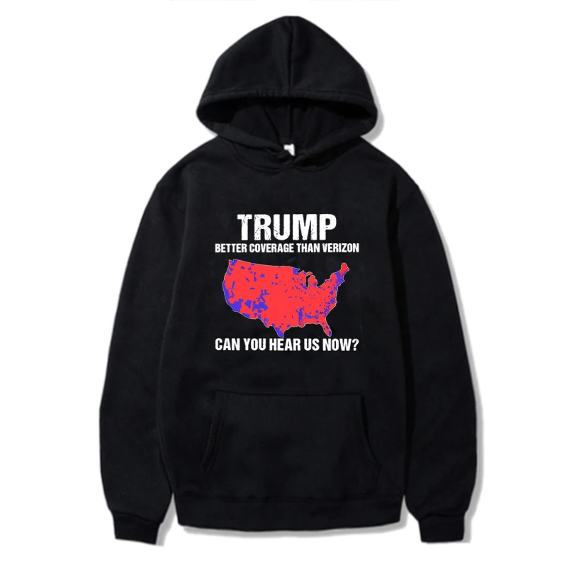 Trump Better Coverage Than Verizon Sweatshirts 2024 Election Retro Fashion 90s Long Sleeve Winter Clothing Hoodie