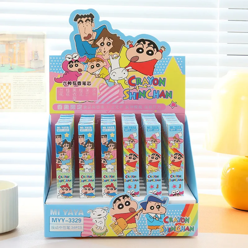 6Pcs Cartoon Crayon Shin-Chan Gel Pen Exquisite Blind Box Packaging Neutral Pen Student Stationery Office School Supplies Gifts