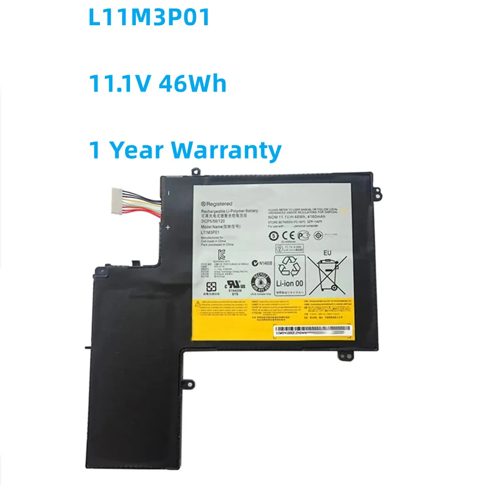 

New 11.1V 46Wh L11M3P01 Laptop Battery For Ideapad U310 43752CU MAG6BGE S5 S5-S531 S531 3ICP5/56/120