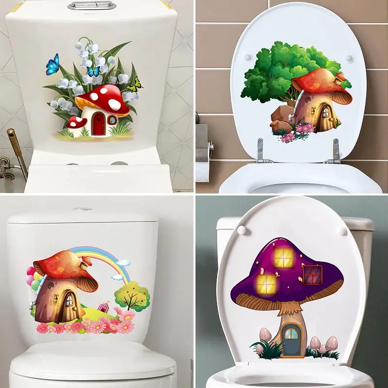 

M710 Dream Mushroom House Bedroom Living Room Decoration Wall Stickers Waterproof Self-Adhesive Toilet Stickers