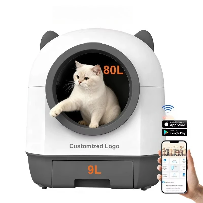 

Автоматический лоток для кошек с Wi-Fi управлением, функциями безопасности для кошек, легкоочищаемый поддон