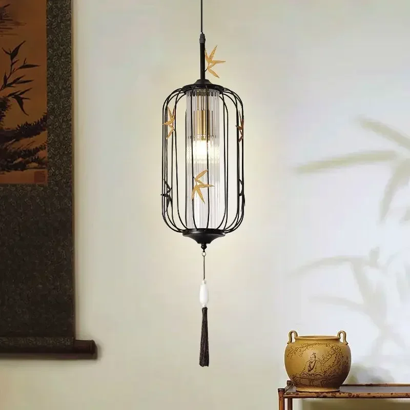 

2026 Chinese Style Classical Lantern Shaped Chandelier Retro Living Room Lighting Fixtures for Tea House
