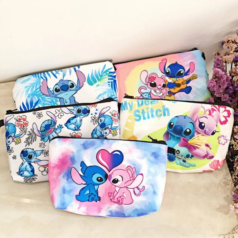 Anime Disney Lilo & Stitch Oxford Cloth Cartoon Flat Wallet Cartoon Stitch Storage Bag Storage Case Card Holder Boys Girls Gifts