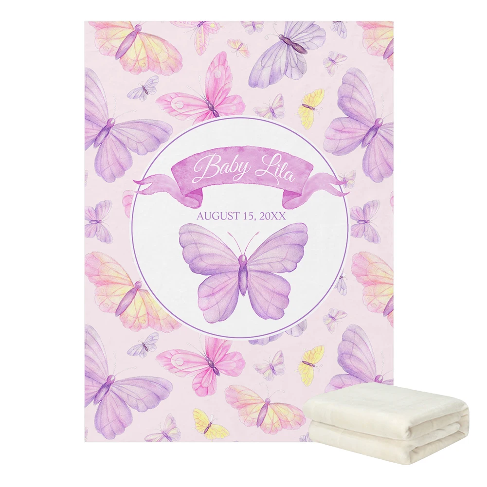 LVYZIHO nome personalizzato bellissimo Set di biancheria da letto per bambini con farfalla rosa e viola, regalo di compleanno regalo per bambini,