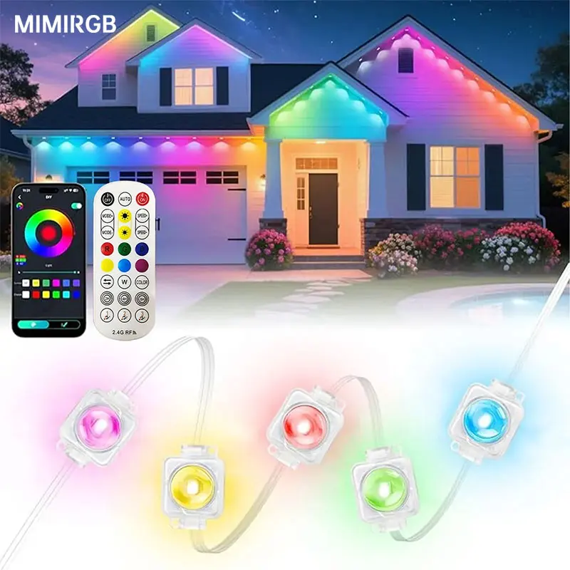 

Наружные карнизные светодиодные постоянные фонари IP65 водонепроницаемые RGB фонари с пультом дистанционного управления для Рождества, Нового года, крыши, сделай сам, праздничный гирляндный светильник