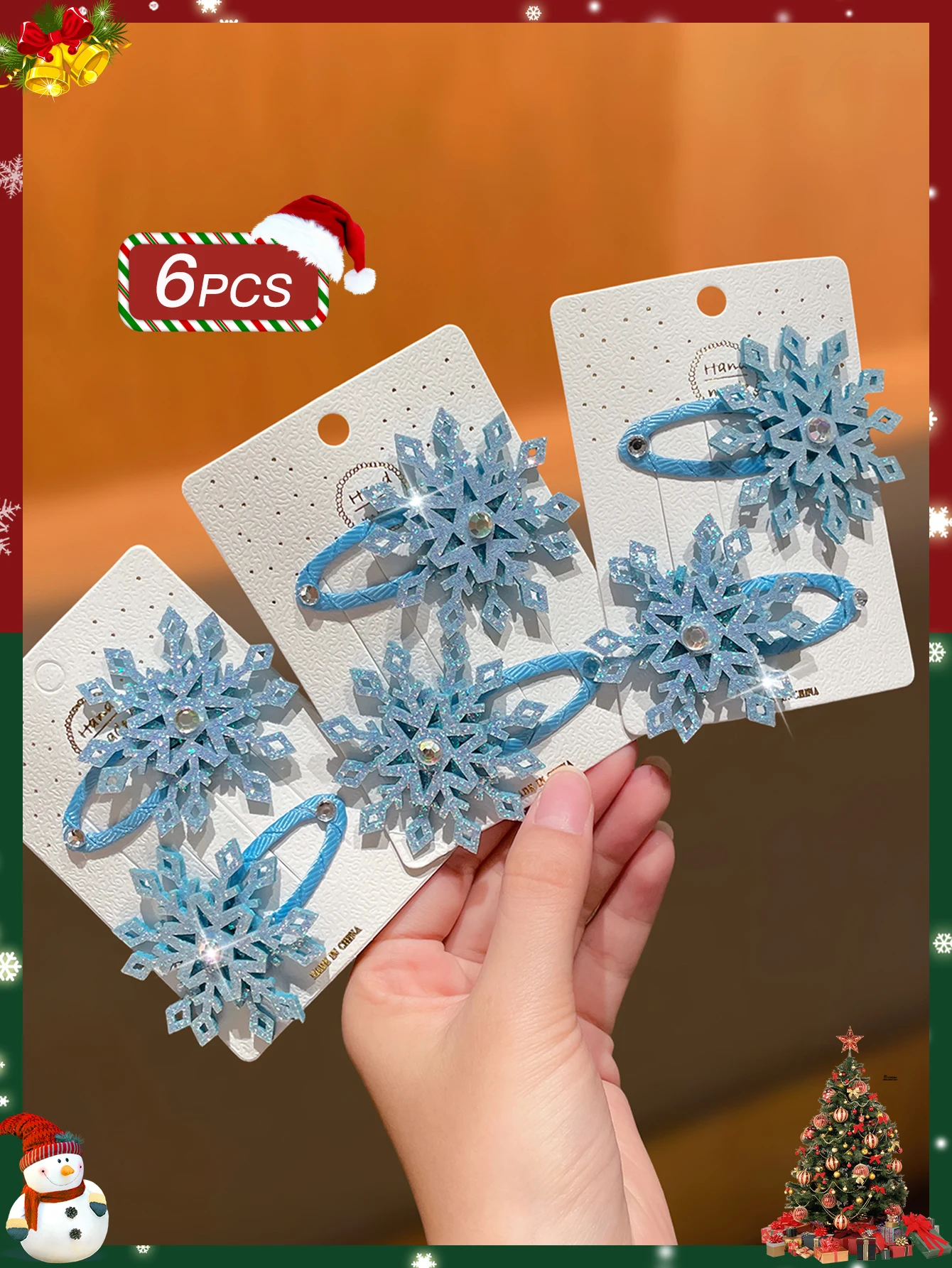 6 ชิ้น เครื่องประดับผมคริสต์มาสสุดหรูทันสมัย กิ๊บติดผมสำหรับสุภาพสตรี ไอเดียของขวัญคริสต์มาส เครื่องประดับผมสำหรับผู้หญิง