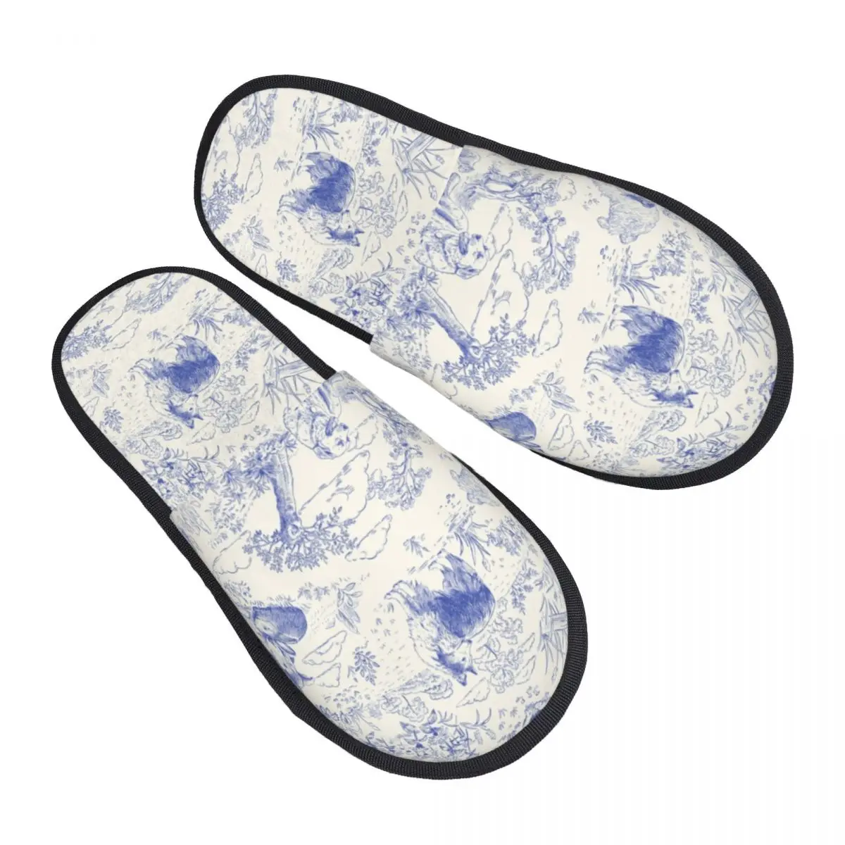 

Custom Country Dogs Toile De Jouy Memory Foam Slippers Women Soft Warm Collie and Jack Russell Terrier House Slippers