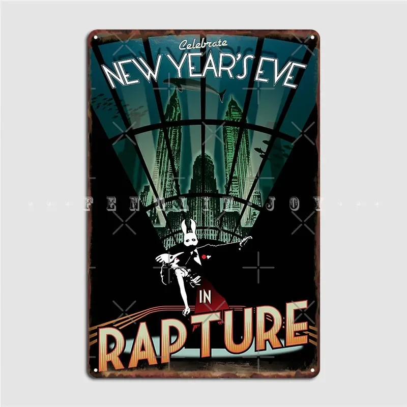 Bioshock New Year's In Rapture Metal Plaque Poster Wall Mural Pub Garage Vintage Painting Décor Tin Sign Posters