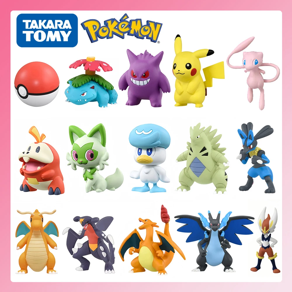 Pokemon Original Mini Figure Mew Pikachu Gengar Charizard Dragonite Venusaur Lucario Fuecoco Sprigatito PVC Model Toys Gifts