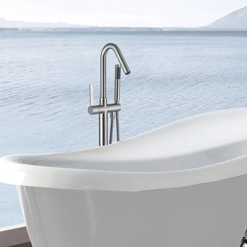 

Freestanding Tub Faucet with Handheld Shower, Modern Design, Easy Install, Luxury Bathroom Fixture