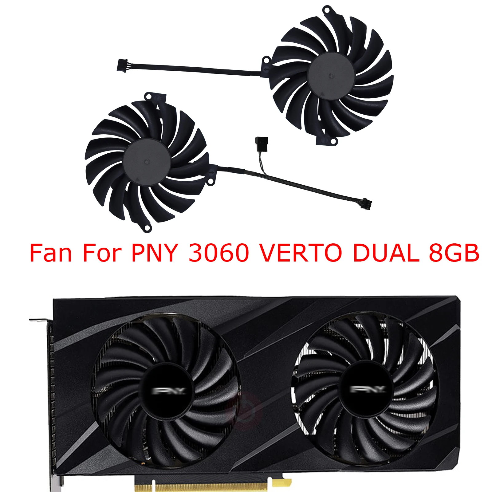 Video GPU Cooler,Graphics Cards Fan,For PNY RTX 3060 Ti 3060Ti RTX3060Ti VERTO Dual Fan LHR 8GB,2Pcs/Set,FSH9010B