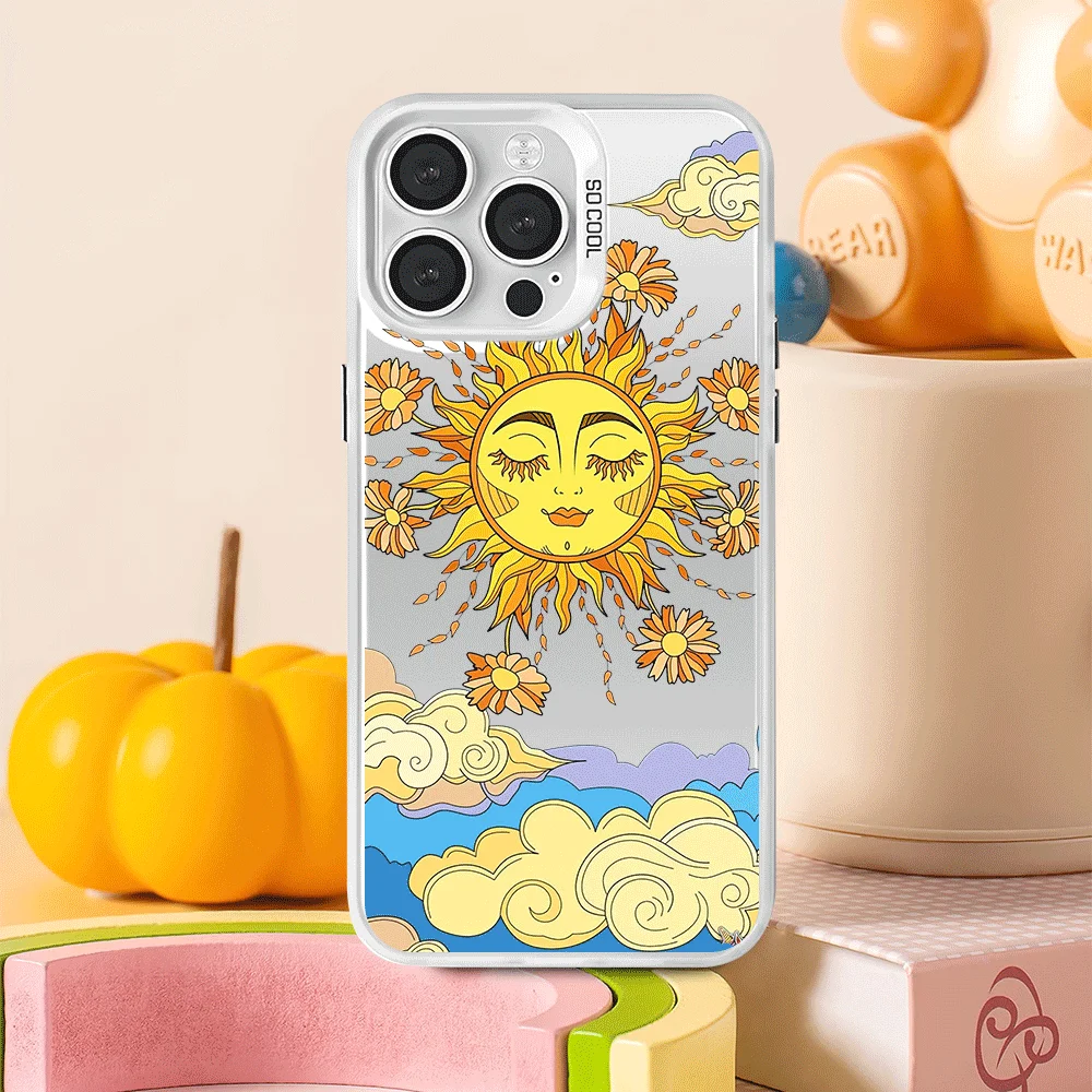 Sun Indie Hippie Art Phone Case For Samsung Galaxy S24 S23 S22 Plus Ultra FE A71 A55 A54 A53 Laser Cover