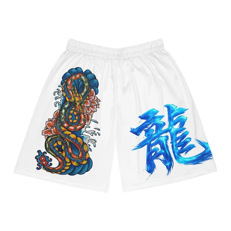 

Летние ретро-шорты унисекс с принтом дракона, свободного кроя, больших размеров, для спорта и пляжа, дышащие, быстросохнущие