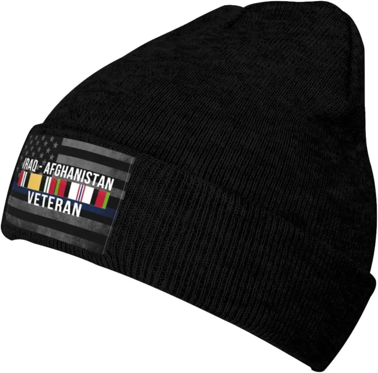 Afghanistan and Iraq Veteran Adults Knit Beanie Winter Hat Men Women Skull Cap Outdoor Warm Caps Black