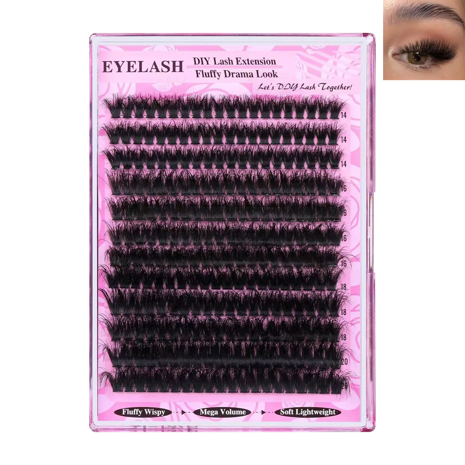 Flauschige dicke Wimpern Einzelne Cluster 200D Cosplay Faux Nerz Wimpernverlängerungen Manga falsche Wimpern 14-20mm natürliche Wimpern – Detail 4