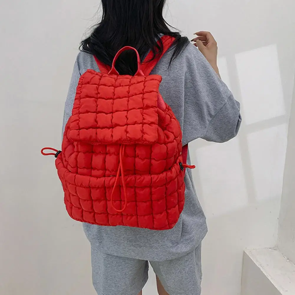 Quilted Backpack Quilted Puffer Hiker Backpack for Women Lightweight Travel Gym Bag with Drawstring Closure Top Flap Padding