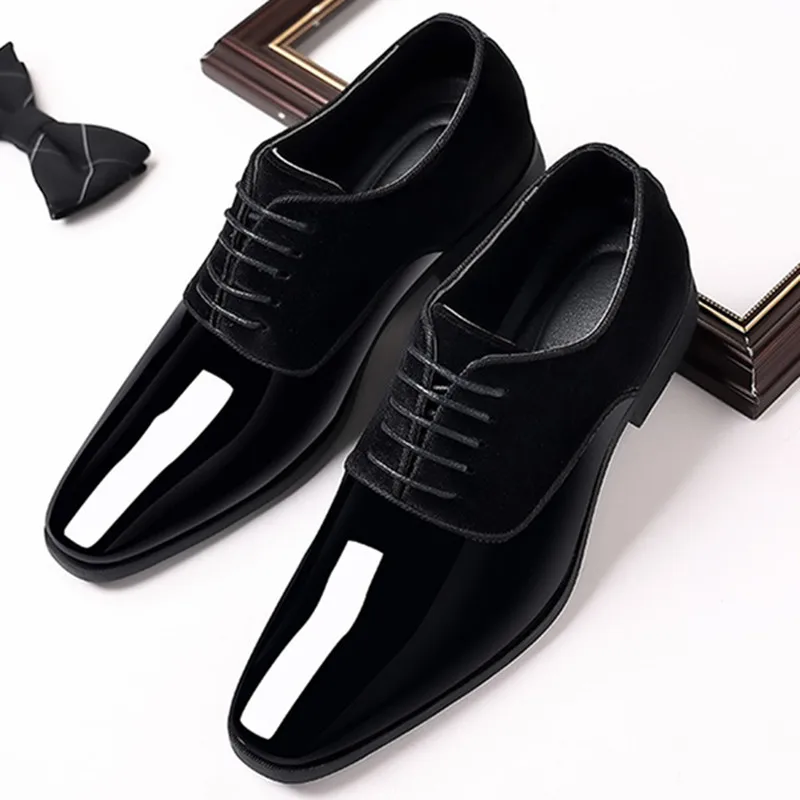 mens patent leather shoes lace up oxfords men dress shoes Pointed toe wedding Business party work office shoes men big size 50