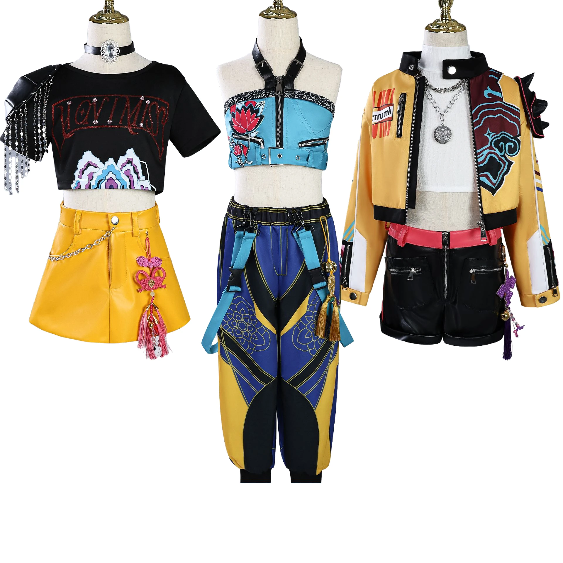 

Anime HUNTRIX K-POP Demon Hunters Cosplay Rumi Zoey Mira Halloween Costumes Girl's Stage Uniform Accessories Set 110-150