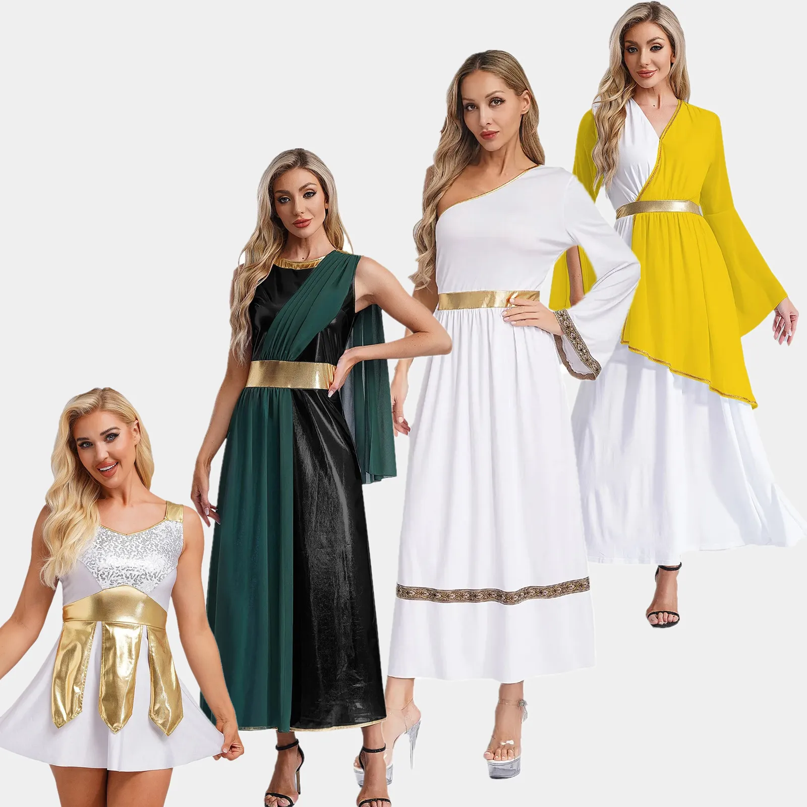 

Womens Ancient Greek Costume Roman Queen Princess Cosplay Costume Ancient Toga Gown Tunic Dress Halloween Fancy Dress Up Outfits