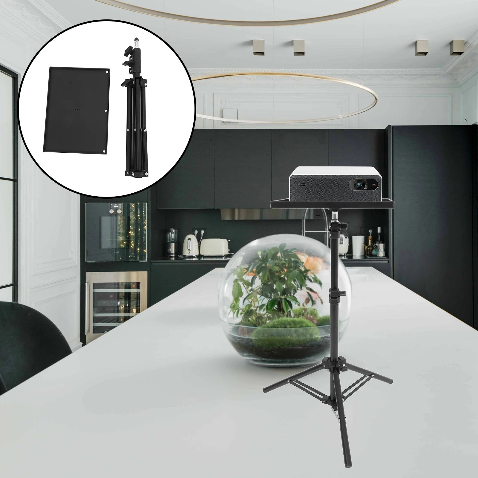 

Projector Stand Tripod with Sound Card Bracket and Telescopic Rod Universal Holder for Smartphone Laptop Camera Stable Platform