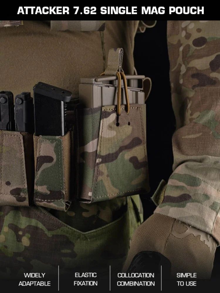 Pochette magnétique pour fusil Attacker 7.62 | Porte-revues simple compatible MOLLE | Pour la chasse et le camping