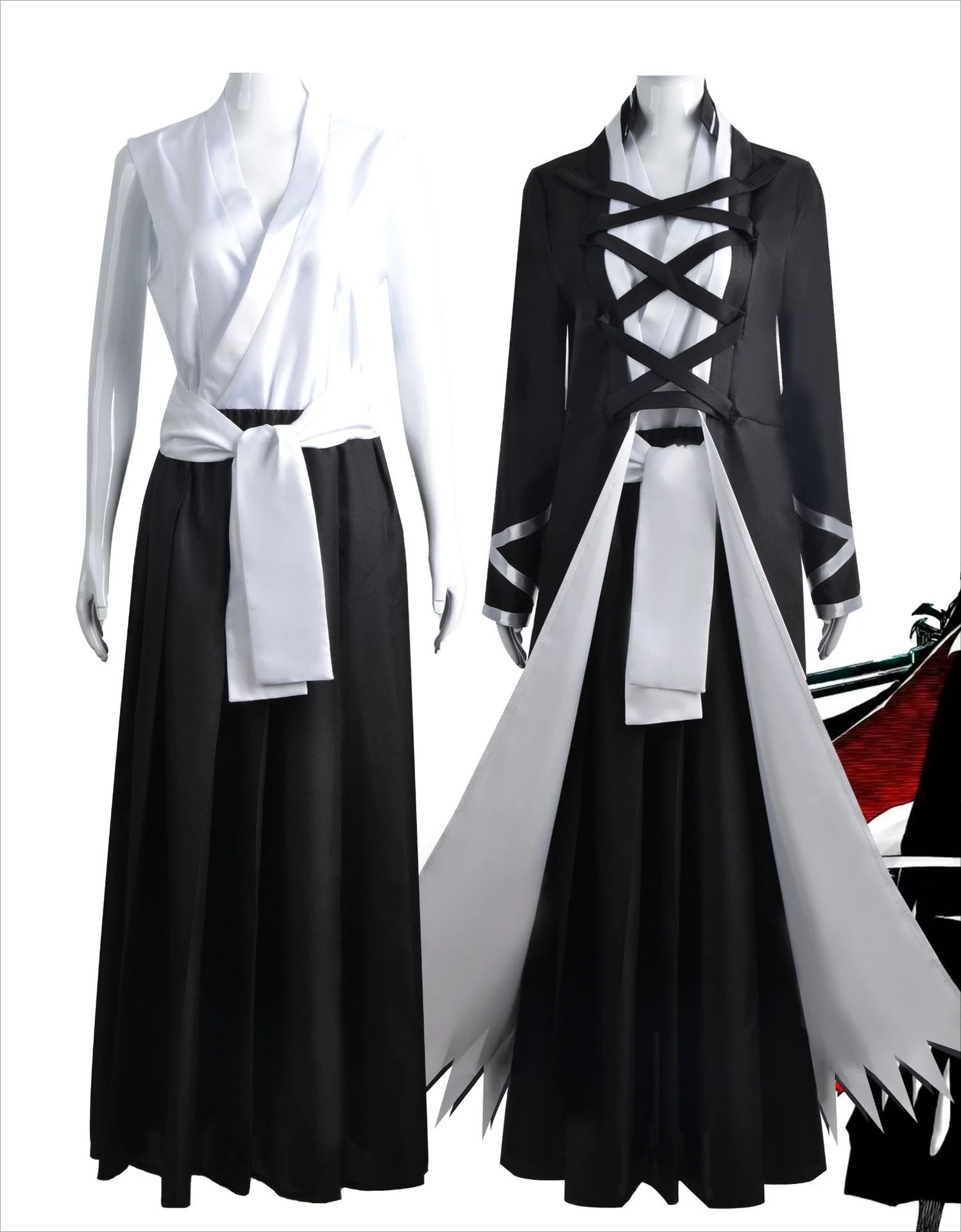 أزياء أنيمي شخصية لعبة Ichigo Kurosaki التأثيرية أزياء بليتش بانكاي عباءة رداء لعب الأدوار الكاملة أداء الزي المخصص #2