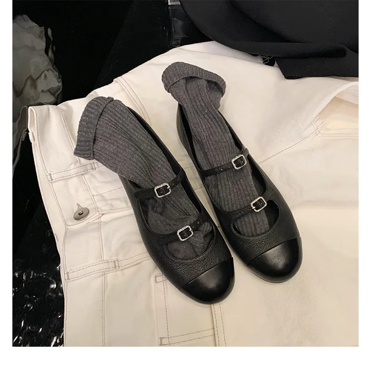 Dave&Di  Fasion French Elegant  Leather Flat Loafers Ladies Round Toe Shoes Retro Women Mary Jane Shoes Women Slip-On Loafers