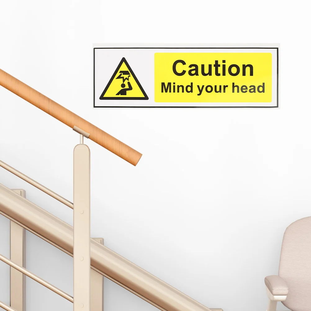 2pcs Safety Sign Self Adhesive Warning Sticker Watch Your Head Caution Decal For Low Ceiling Pvc Waterproof Wall Decor In